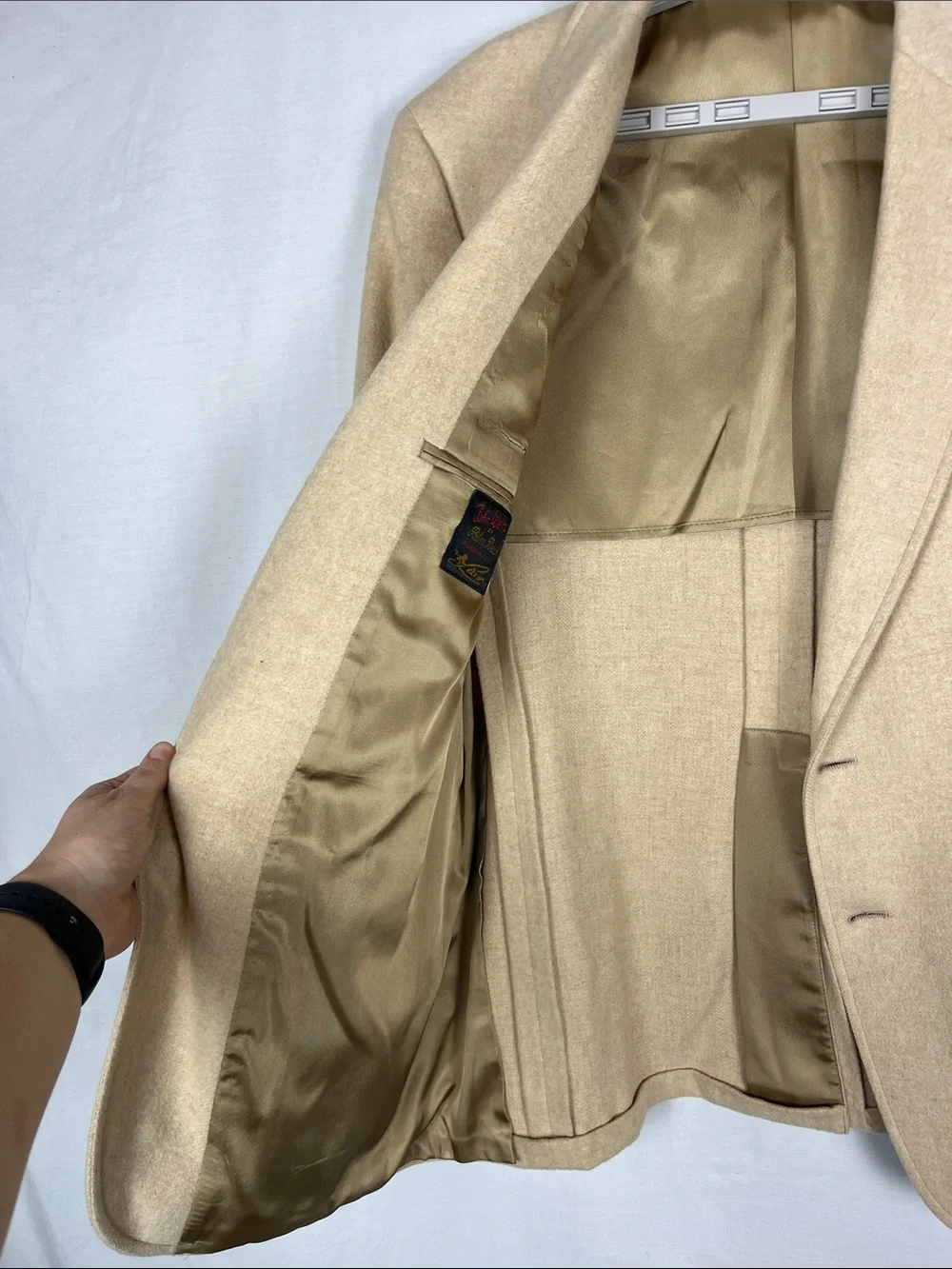 Vintage 1980s 100% Camel Hair John Weitz by Palm Beach Made in USA Tan Suit Coat